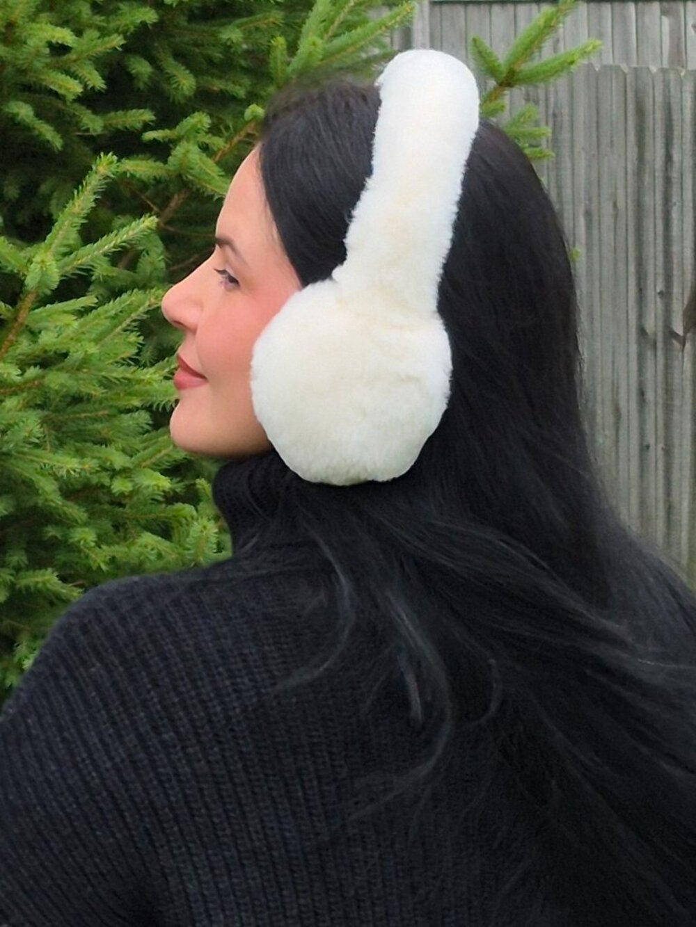 Cream Real Rex Rabbit Fur Winter Earmuffs, Warm Full Fur Women's Headband - Picture 4 of 6